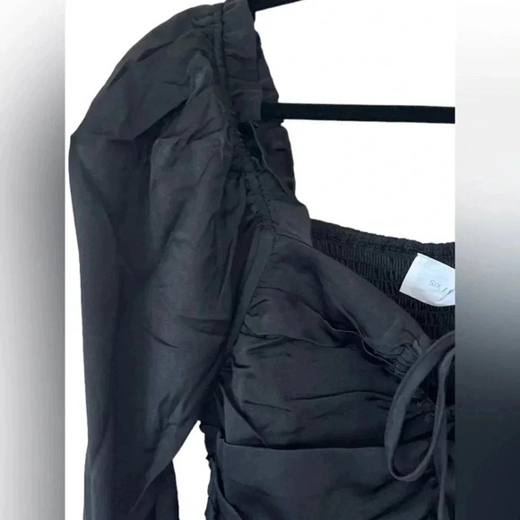 Six/Fifty Women's The Rudy Long Sleeve Ruched Peplum Blouse Top Size Small - Picture 5 of 8